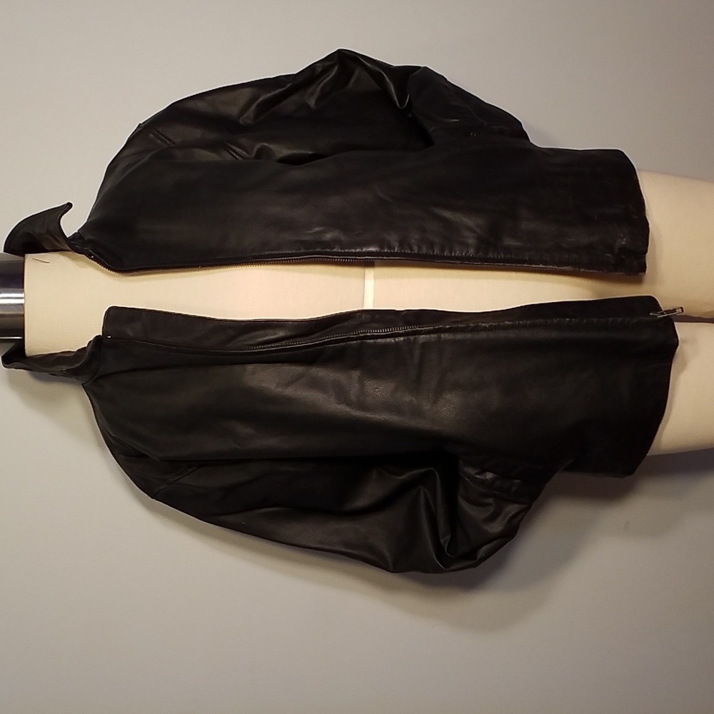 GAP COAT Leather JACKET VINTAGE Size XXL(14-16) Zip Black
